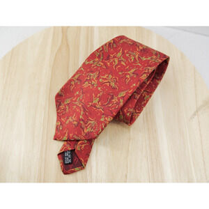 SALVATORE FERRAGAMO Mens 100% Silk Necktie ITALY Luxury Red Birds